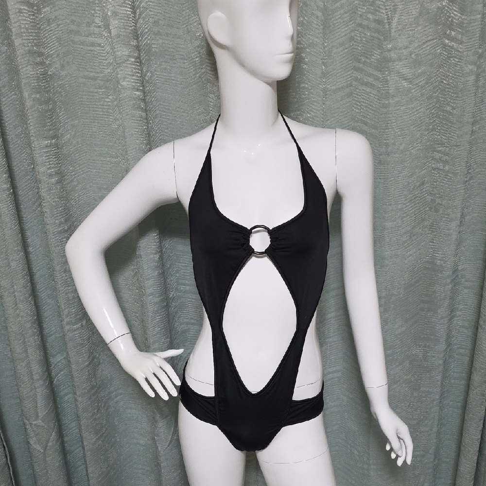 Chic Black Cut-Out One-Piece Swimsuit